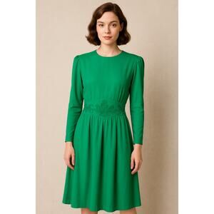 Karin Stevens Vintage 80's Long Sleeve Embroidered Dress Size 8